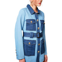 Blue B - Two Tone Belted Denim Twill Dress