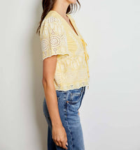 DESIGN HISTORY EYELET BLOUSE in summer solstice cbo - women's blouse - view 5
