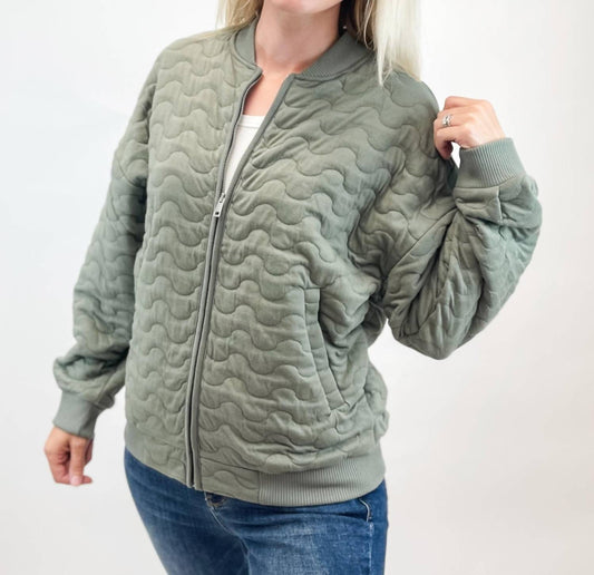 Be Cool - Comfy Wave Quilted Bomber Jacket