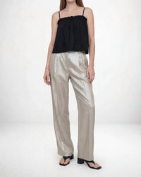NARY Pleated High Waist Trouser in champagne - women's pants - alternate view