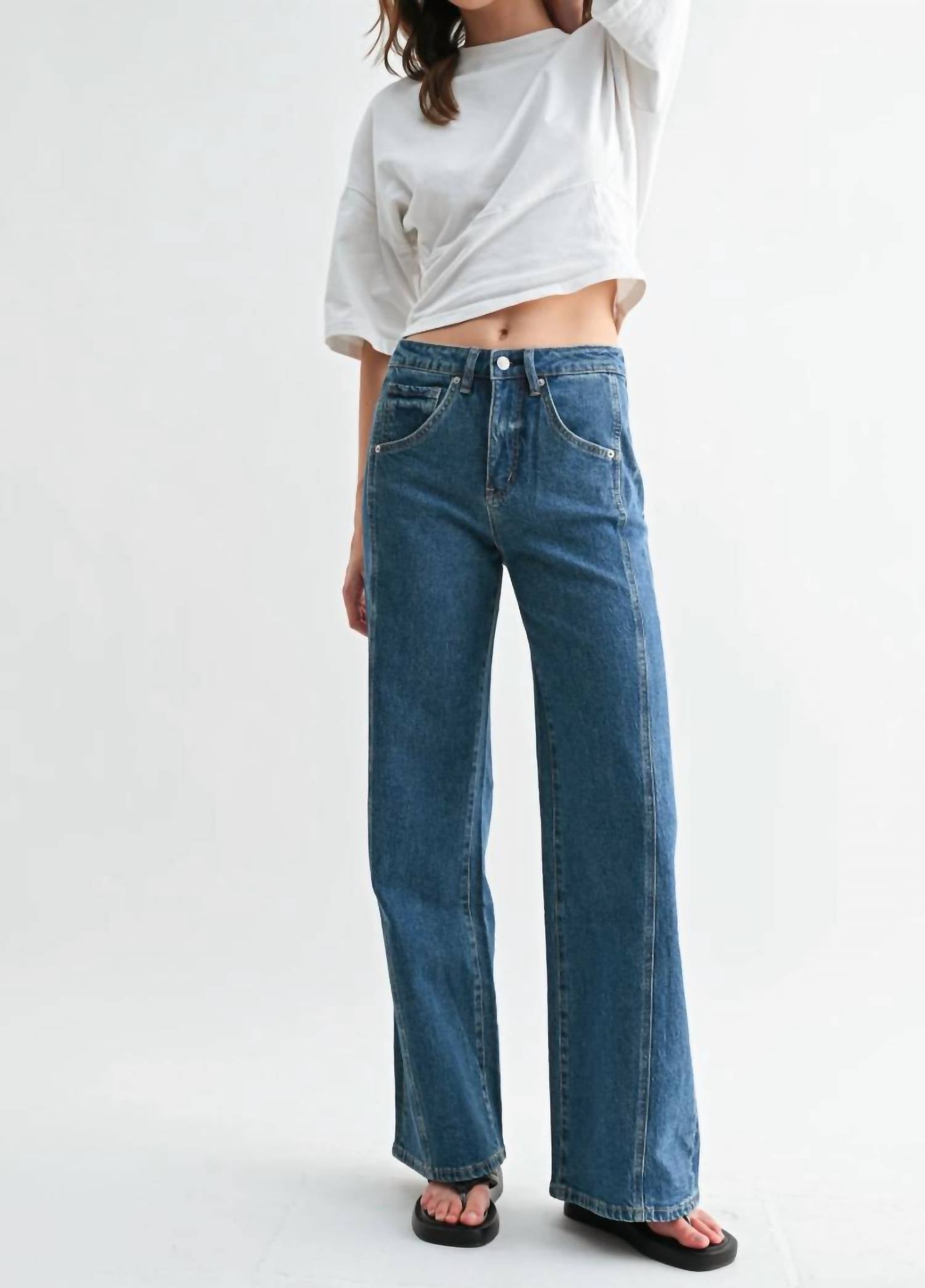 Mica Denim - High Rise Wide Leg Side Panel Jeans