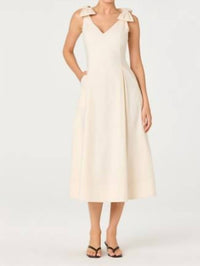 Astr - Joleena Linen Bow-strap Midi Dress