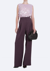 Nonchalant Label Monroe High-waisted Trouser Pant in plum - women's pants - detail view