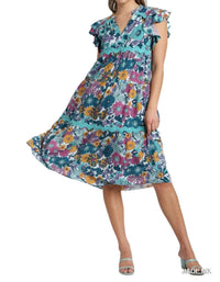 Umgee - Floral Ric Rac Midi Dress