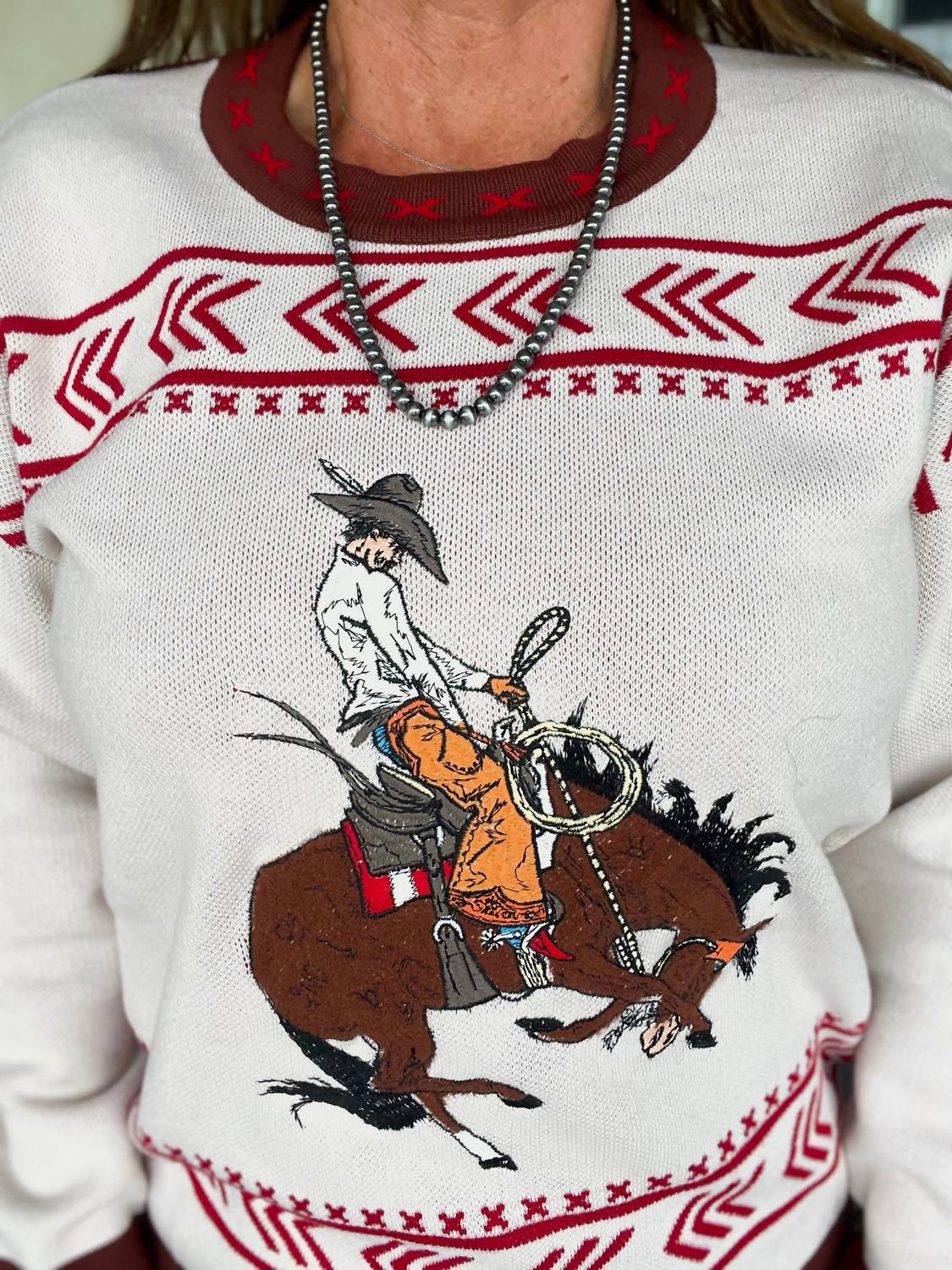 Sterling Kreek The Bronc Sweater in white - women's sweater - detail view