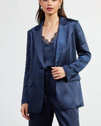 Skies Are Blue - One Button Satin Blazer