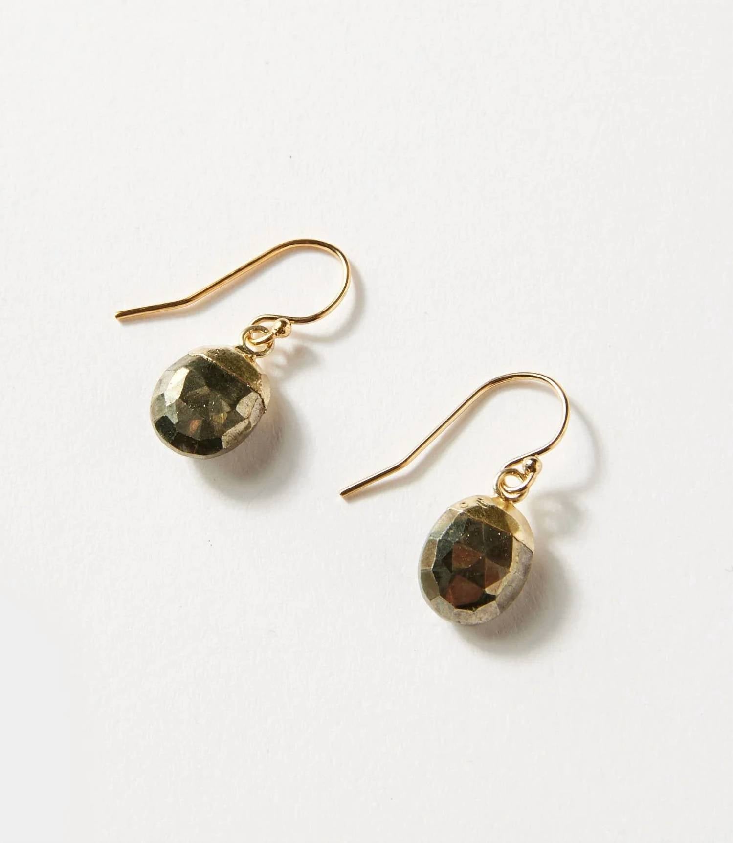 Anne Vaughan - Women's Pyrite Bezel Simple Earrings