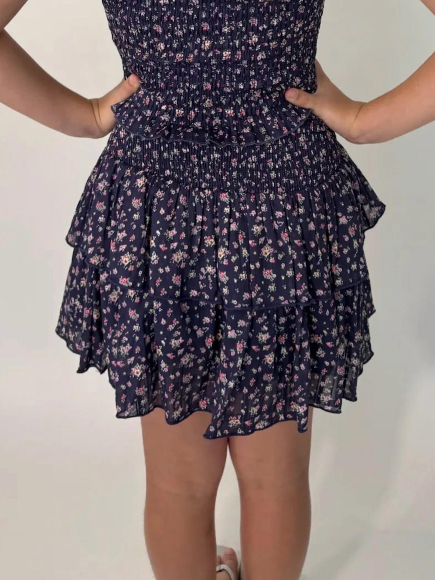 Katie J NYC Girls Brooke Skirt in midnight ditsy - kids' skirt - detail view