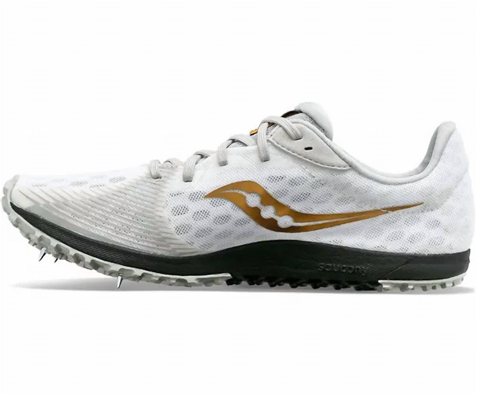 SAUCONY Women's Kilkenny 9 Spike Shoe in white - women's shoe - detail view