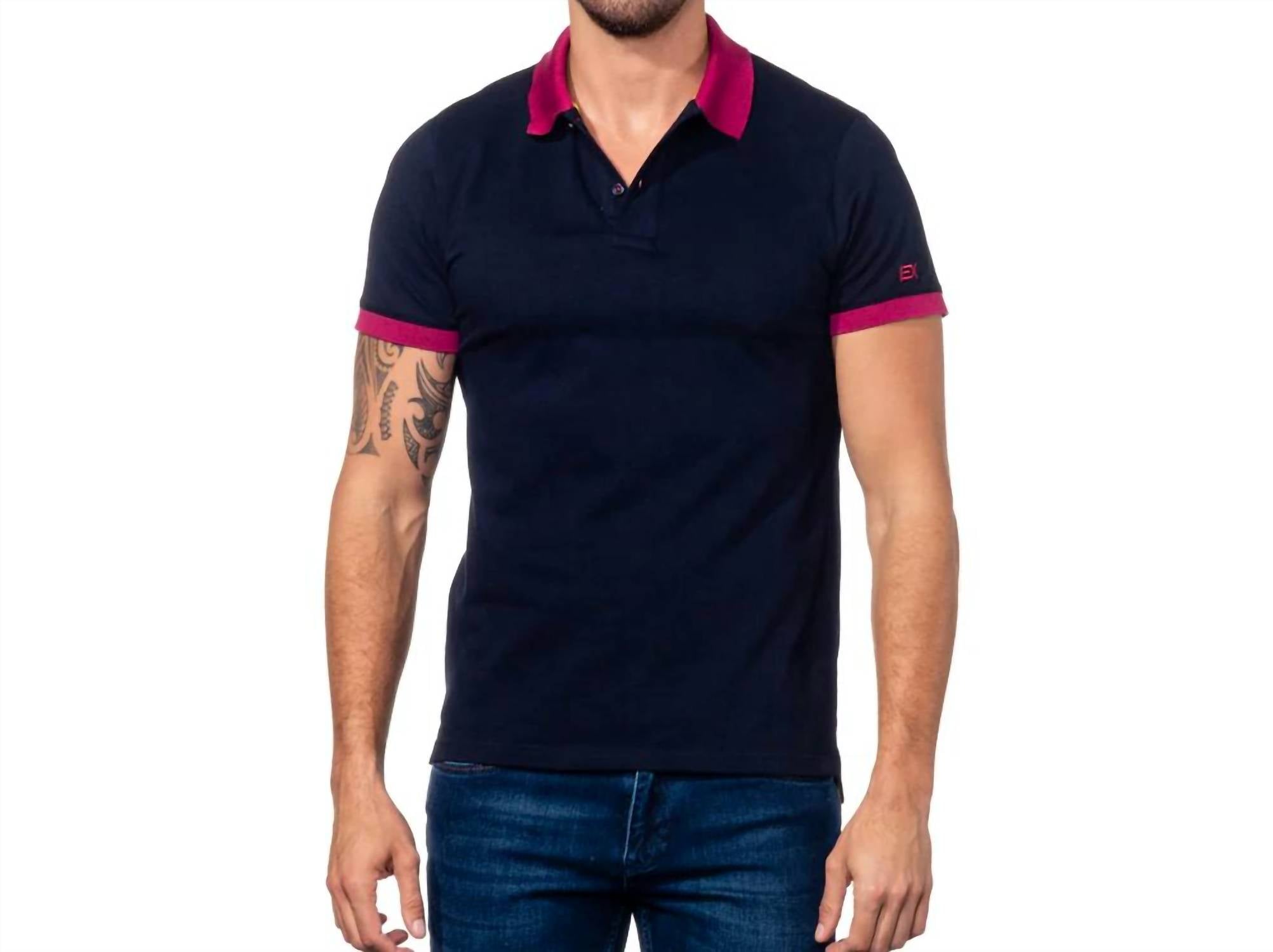 Eight X - Double Sided Grid Print Collar Polo