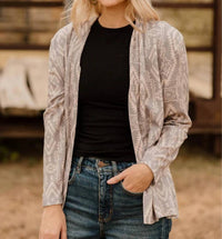 Sterling Kreek Smoke Over Sand Cardigan in beige - women's cardigan