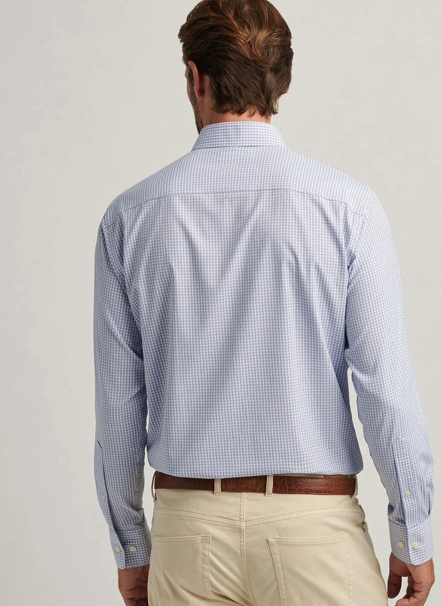 PETER MILLAR Derwent Performance Twill Shirt in wildflower - men's shirt - detail view