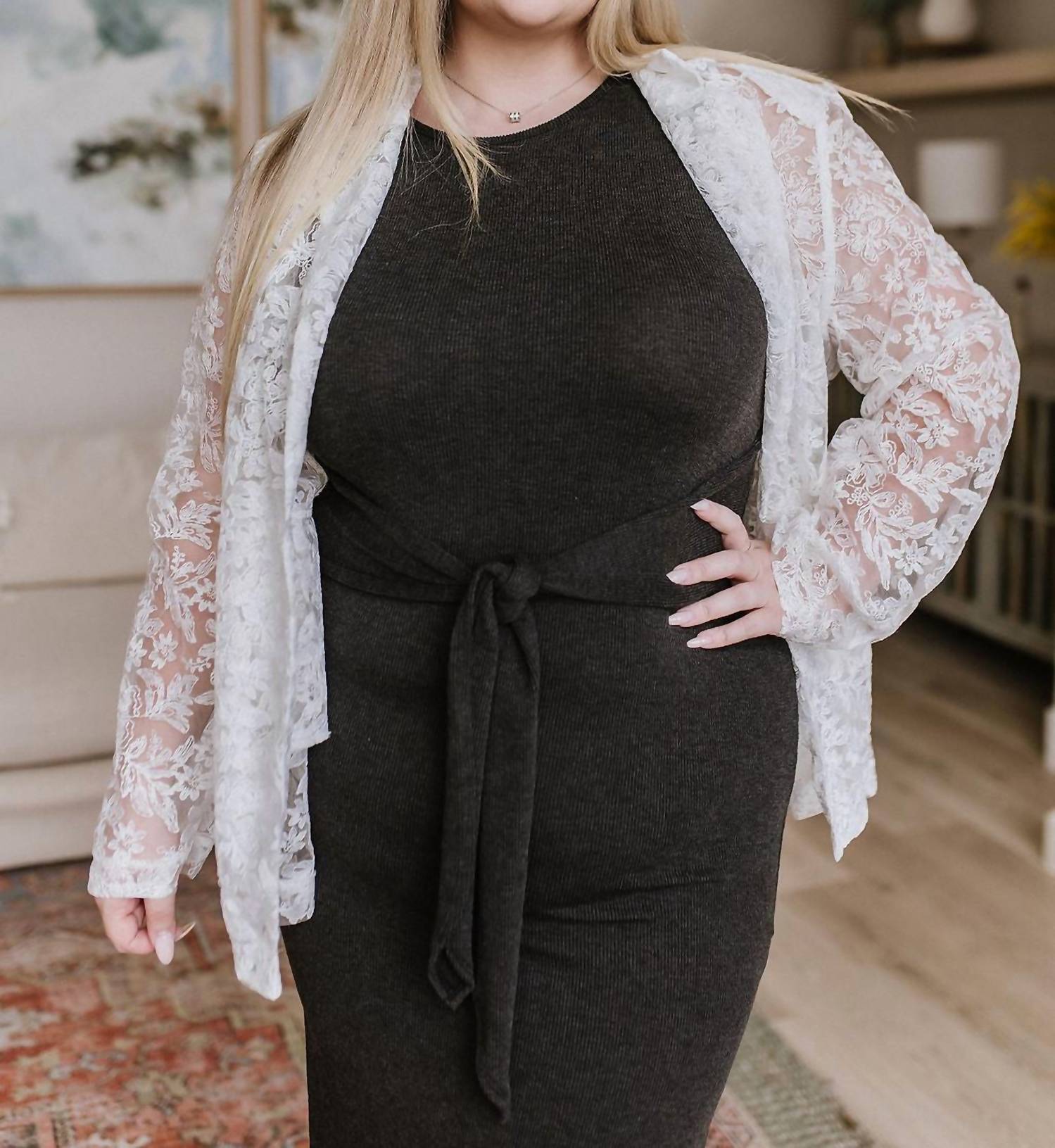 Shopin In La - Out on the Town Tie Detail Midi Dress