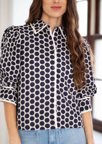 Sincerely Ours - Polka Dot Pattern 3/4 Sleeve Top