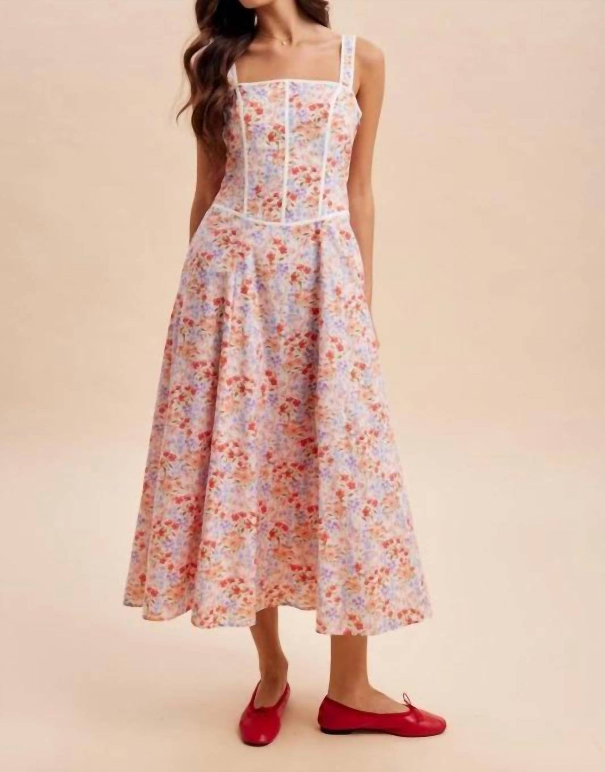 In-Loom - Contrast Piped Floral Maxi Dress