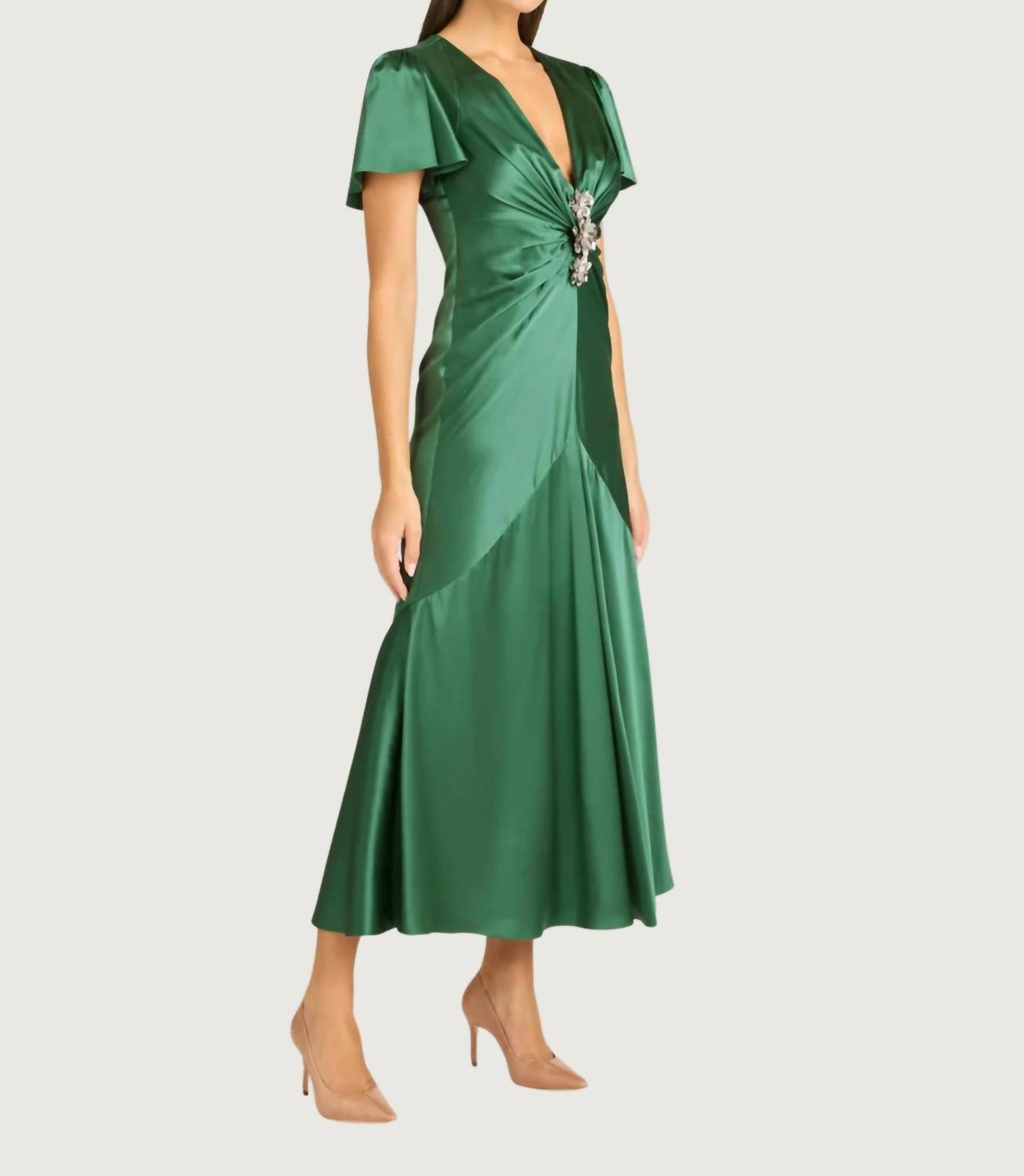 cinq a sept Women's Kordyn Dress in forest fog - women's dress - alternate view