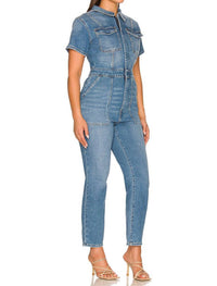 Good American - Fit For Success Short-sleeve Button-up Jumpsuit