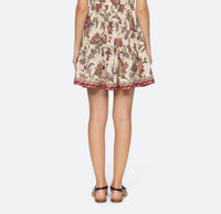SEA Cassandra Print Tunic Dress in brown multi - women's dress - detail view