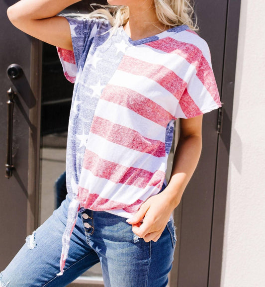 American Pride Tie Front Top