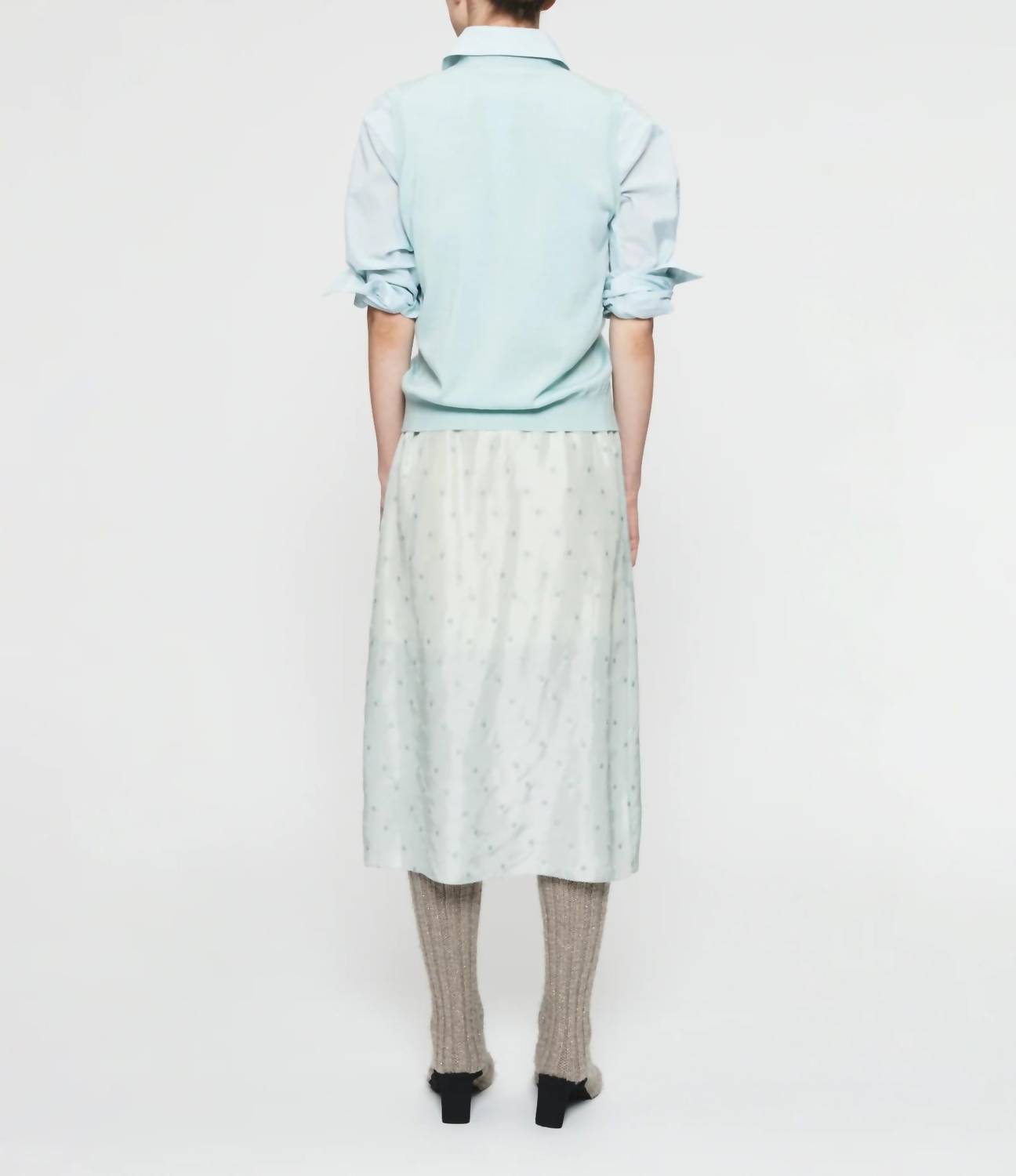 6397 Wool Cashmere Button Vest in chlorine - women's tank top - view 8