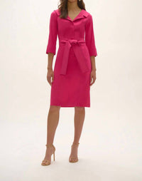 Joseph Ribkoff - Geranium Stretch Taffeta Sheath Dress with Sash Belt