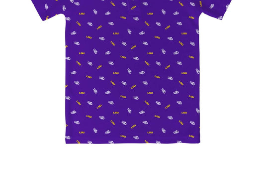 Vive La Fete - Boy's Lsu Tigers Logo Short Sleeve Performance Polo Shirt
