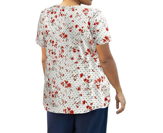 On The Plus Side - Printed Short Sleeve V-Neck Tunic - Plus