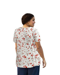 On The Plus Side - Printed Short Sleeve V-Neck Tunic - Plus