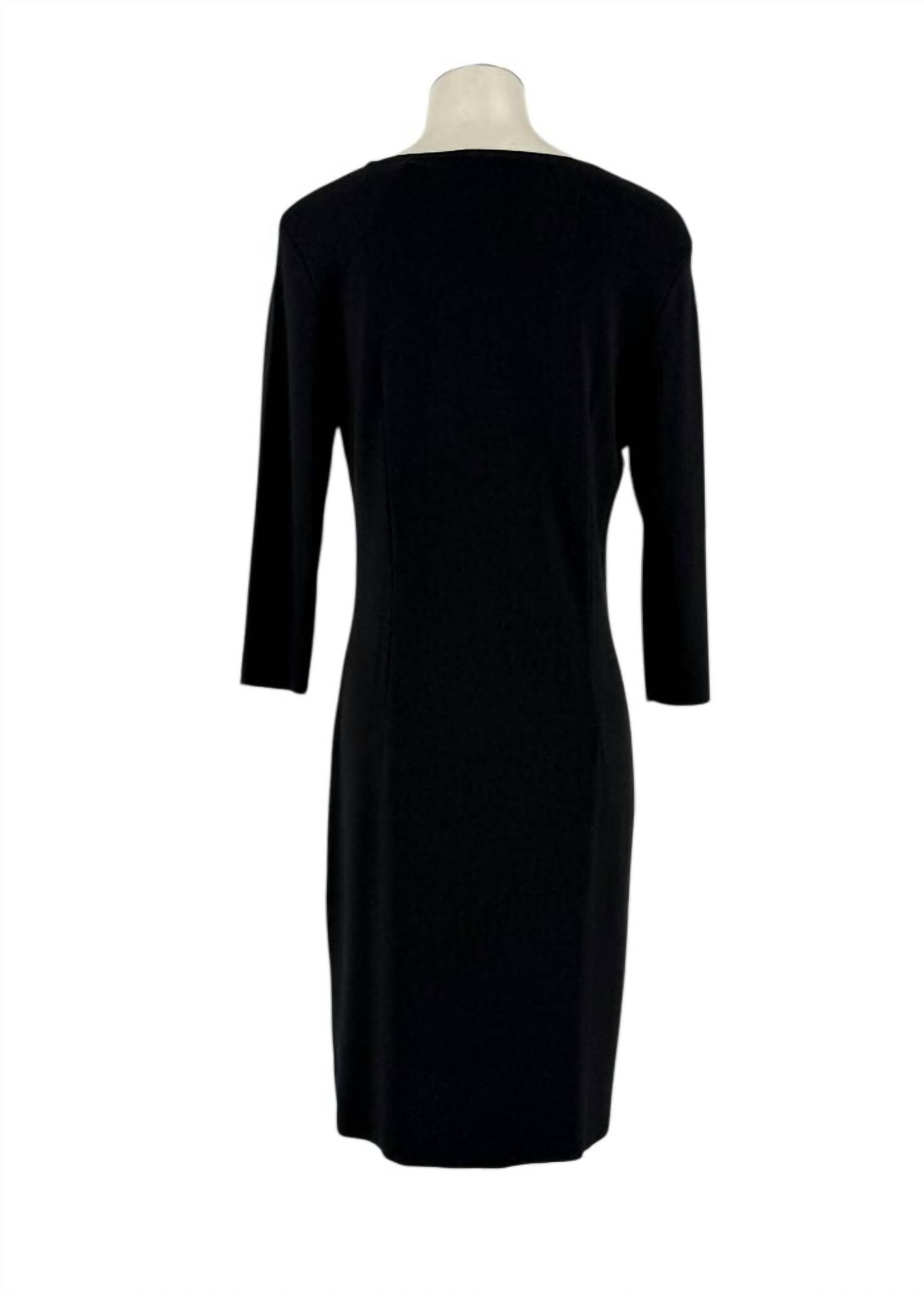 BIANA Vanessa Milano Knit Three Quarter Sleeves Sheath Midi Dress in black - women's dress - view 5