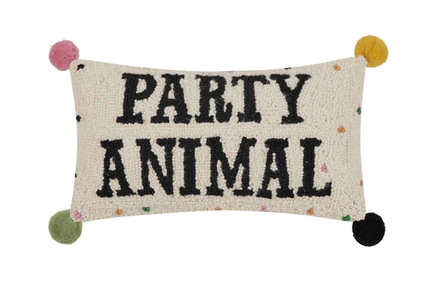 Peking Handicraft - Party Animal With Pom Pom Hook Pillow