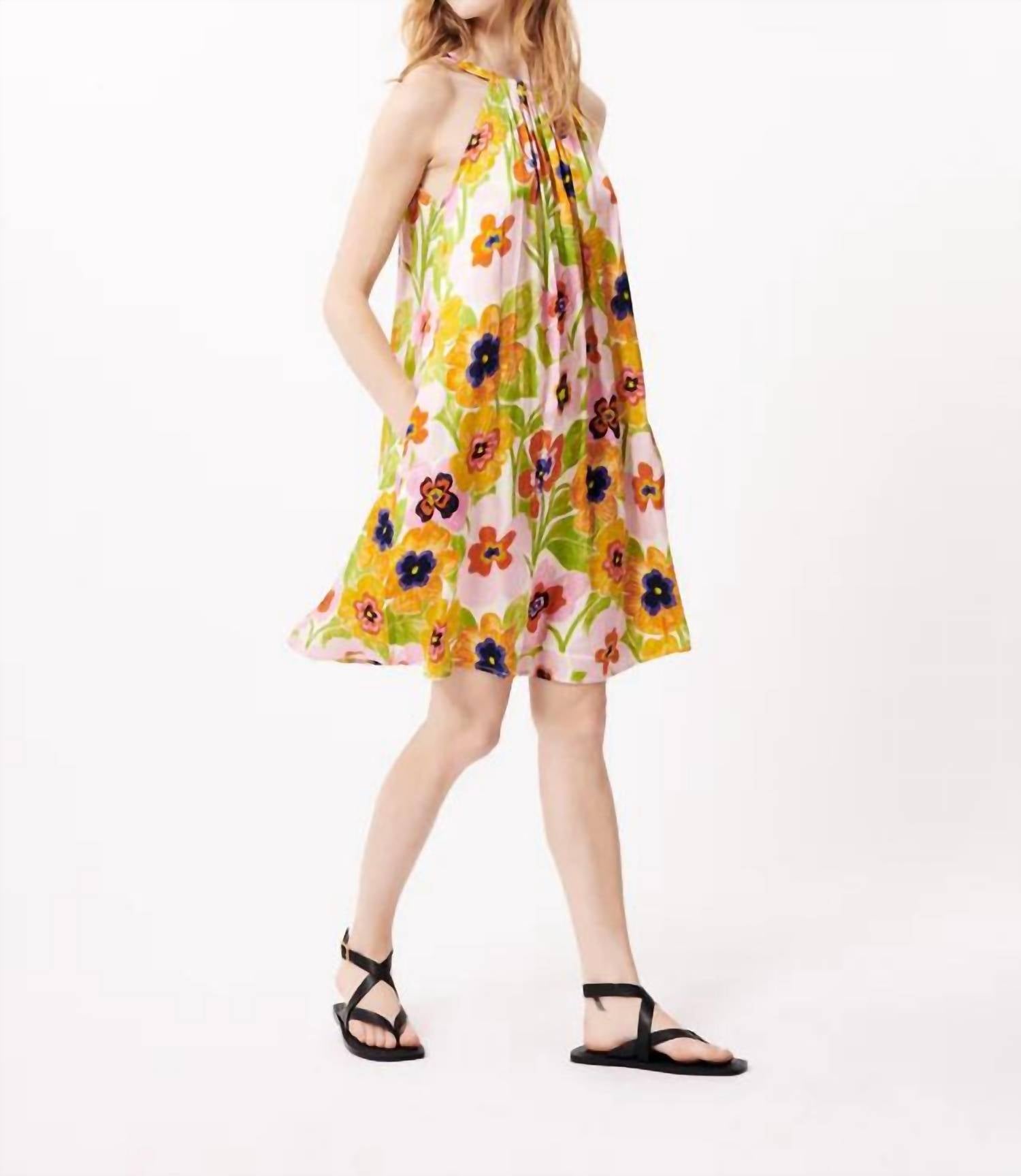 FRNCH Women's Alisier Woven Dress in spicy garden cream - women's dress - alternate view