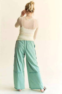 DAVI & DANI Delicate Dot Lace Mesh Layering Top in cream - women's long sleeve top - detail view