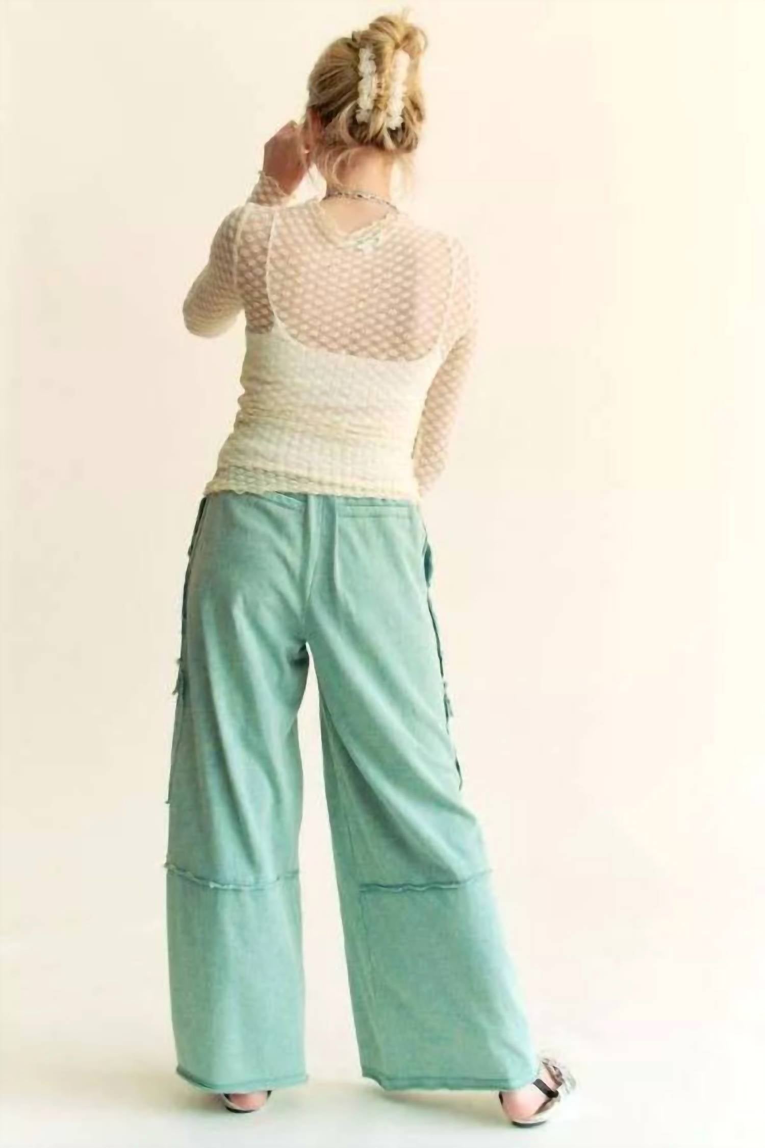 DAVI & DANI Delicate Dot Lace Mesh Layering Top in cream - women's long sleeve top - detail view