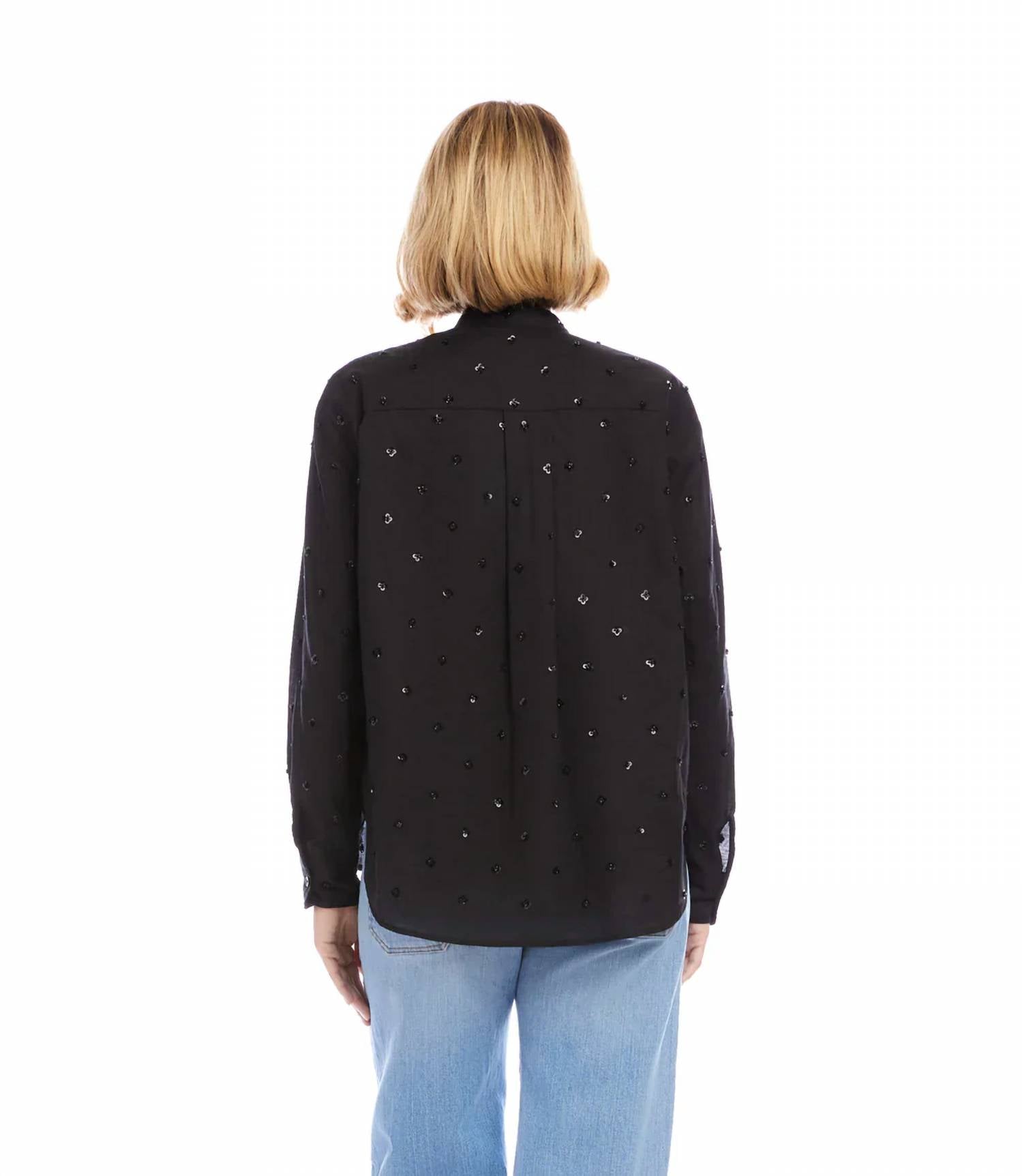 Karen Kane - Lyris Long Sleeve Beaded Sequin Shirt