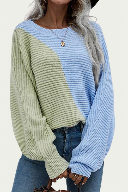 COTTON-BLEND COLORBLOCK SWEATER