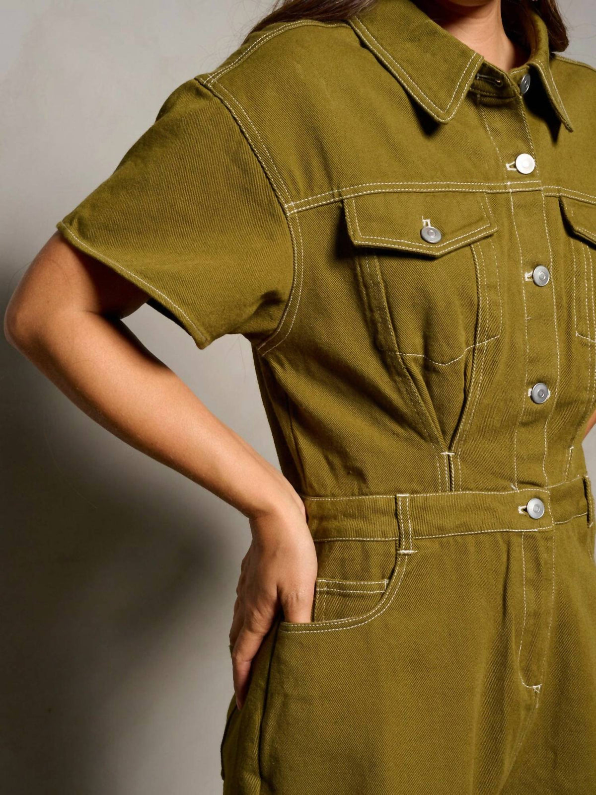 Wholesale Fashion Trends - Button Up Pocket Denim Romper