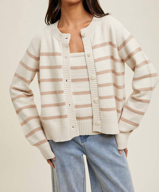Wishlist - Striped Cami And Cardigan Set
