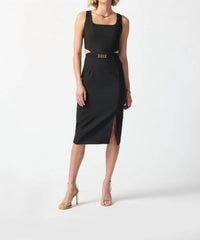 Joseph Ribkoff - Waist Cutout Square Neck Sleeveless Sheath Dress
