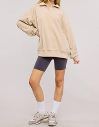 Mimosa - Teddy Velour Buttoned Collar Pullover Knit Sweater