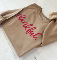 Up2Ournecksinfabric - Women's Embossed Thankful Sweatshirt