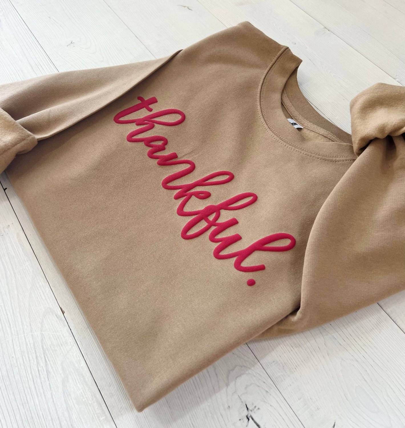 Up2Ournecksinfabric - Women's Embossed Thankful Sweatshirt
