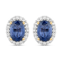 Diana M Jewels Women's Oval Natural Sapphire Stud Earrings (2.16 Ct) - Classic Plus in 14k yellow gold - women's jewelry