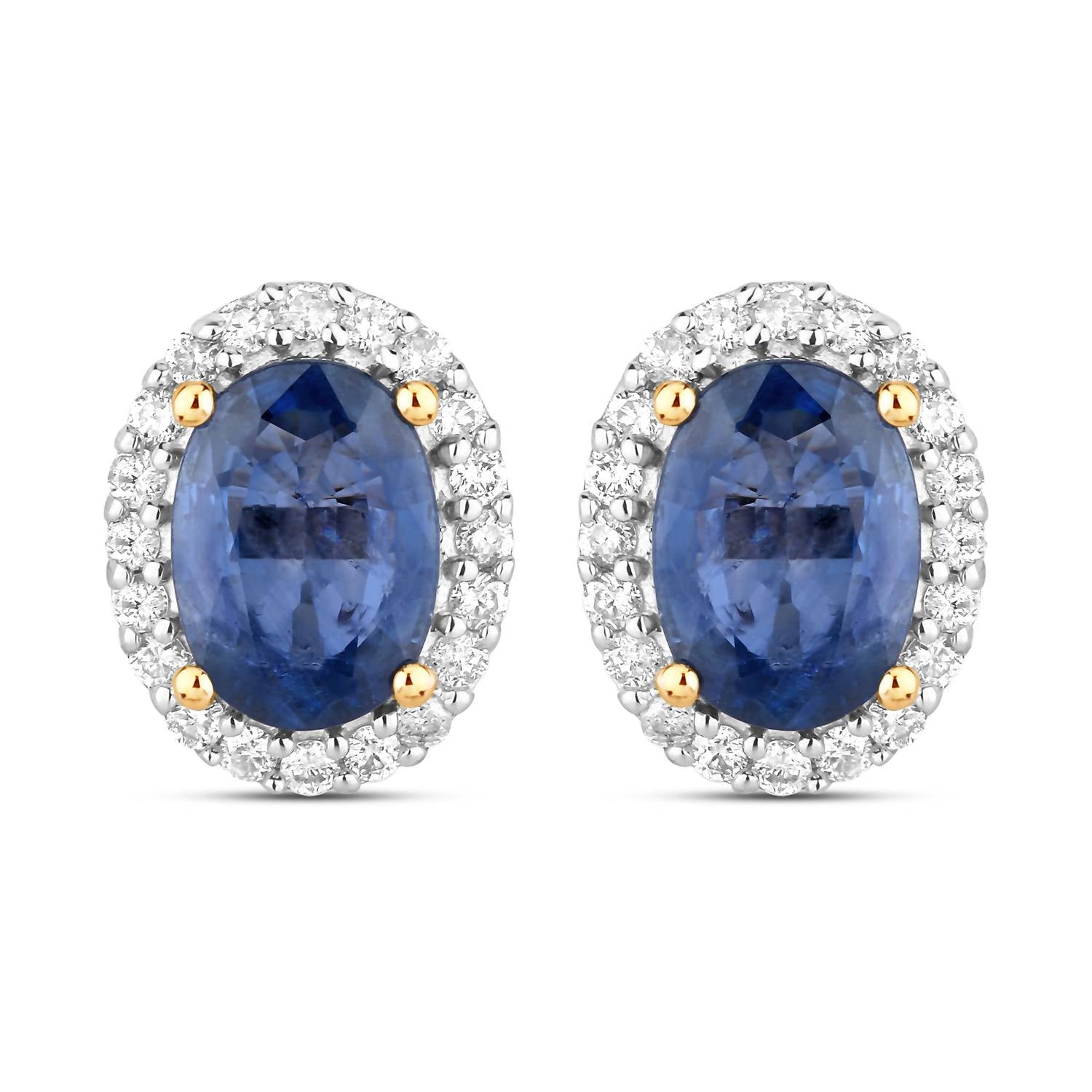 Diana M Jewels Women's Oval Natural Sapphire Stud Earrings (2.16 Ct) - Classic Plus in 14k yellow gold - women's jewelry