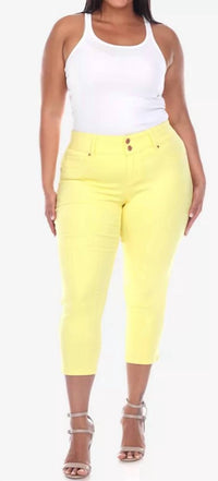 White Mark Capri Jeans - Plus in yellow - women's jeans
