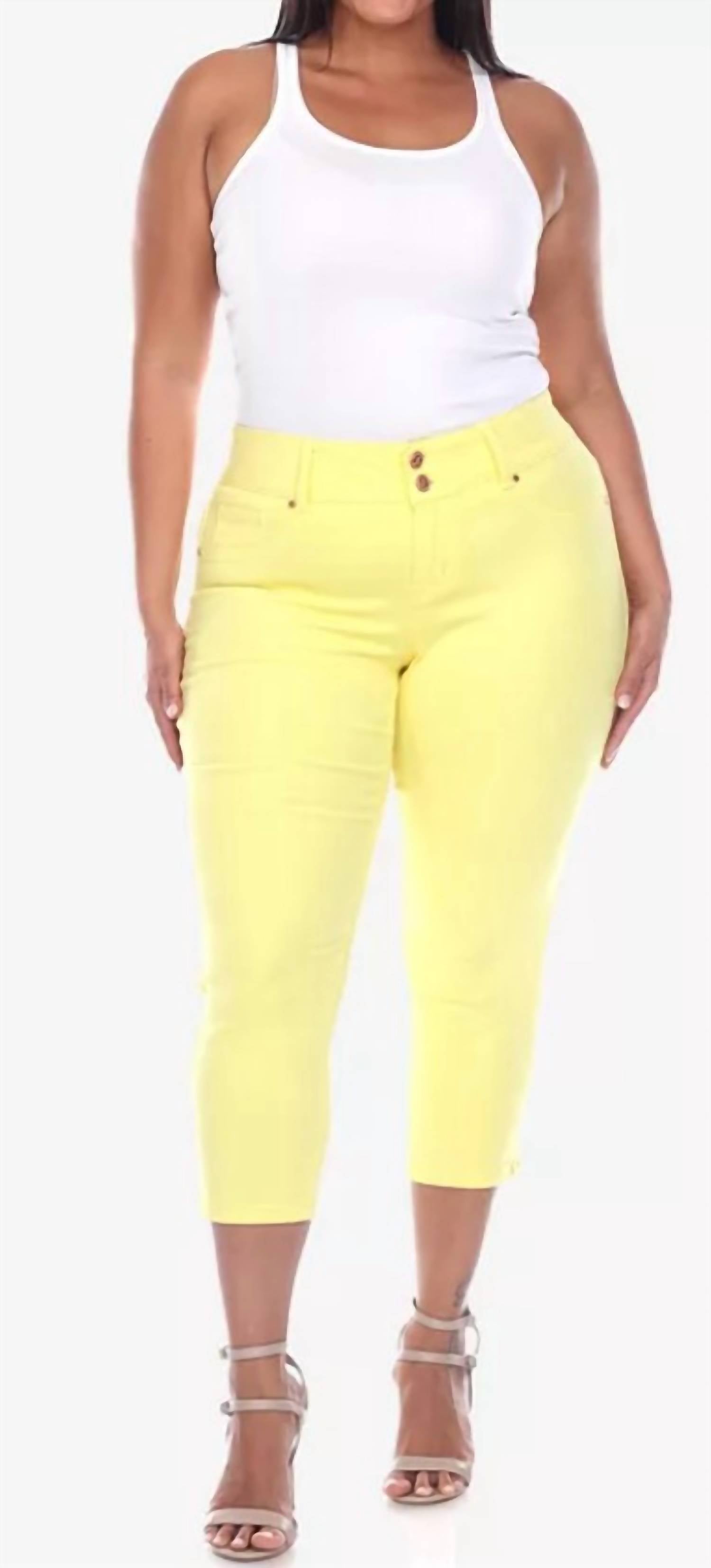 White Mark Capri Jeans - Plus in yellow - women's jeans