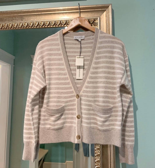 Women's Cashmere Button Cardigan Stripe