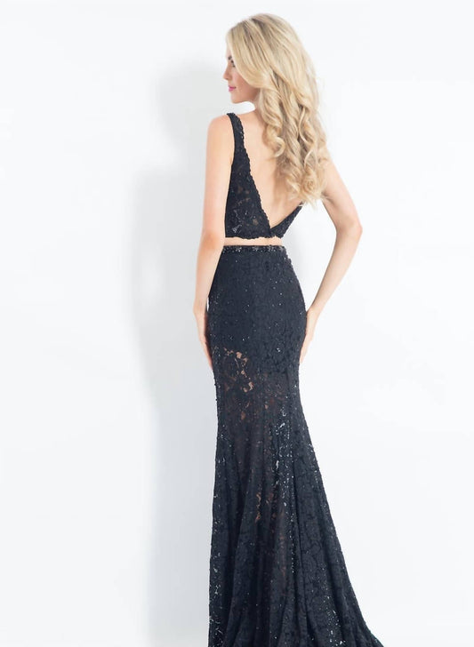 Rachel Allan - Lace Floral Two-piece Prom Dress