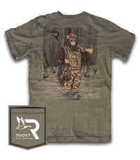 Fieldstone Roost Sasquatch Tee in hunter green - men's t-shirt - detail view