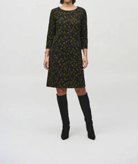 Joseph Ribkoff - Geometric Jacquard Shift Midi Dress