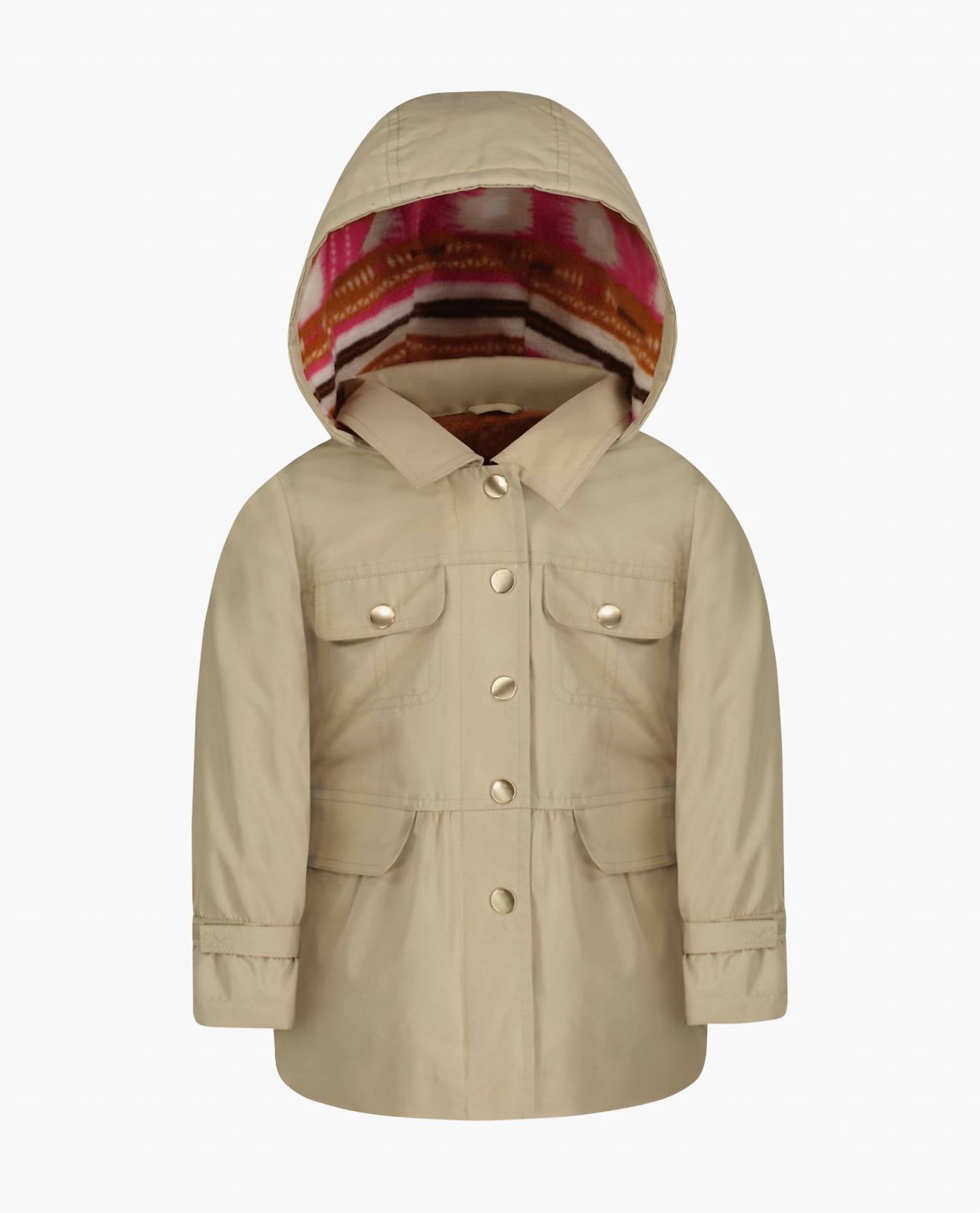London Fog - London Fog Girls Snap-Front Skirted Trench With Hood